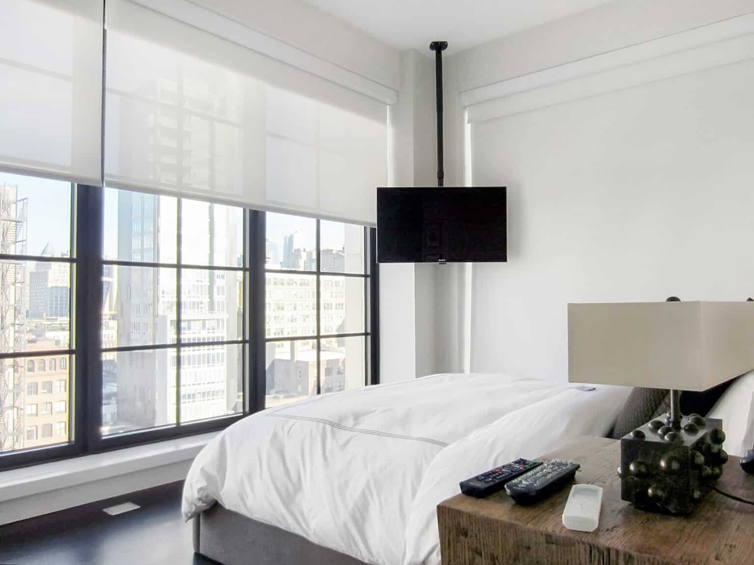 Chelsea NYC+Motorized Dual Roller Shades+Solar+5%+White