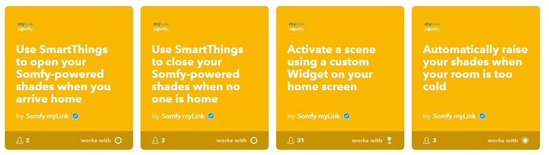 Somfy window treatments and IFTTT applets