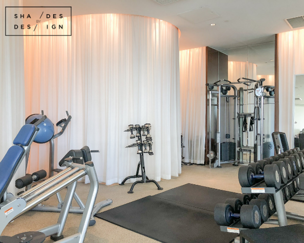Window treatments for fitness center